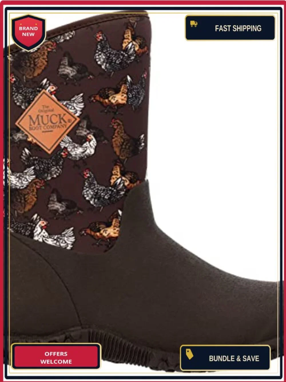 Waterproof Mid-Calf Work Boots, Neoprene Lining, Pull-On, Round Toe